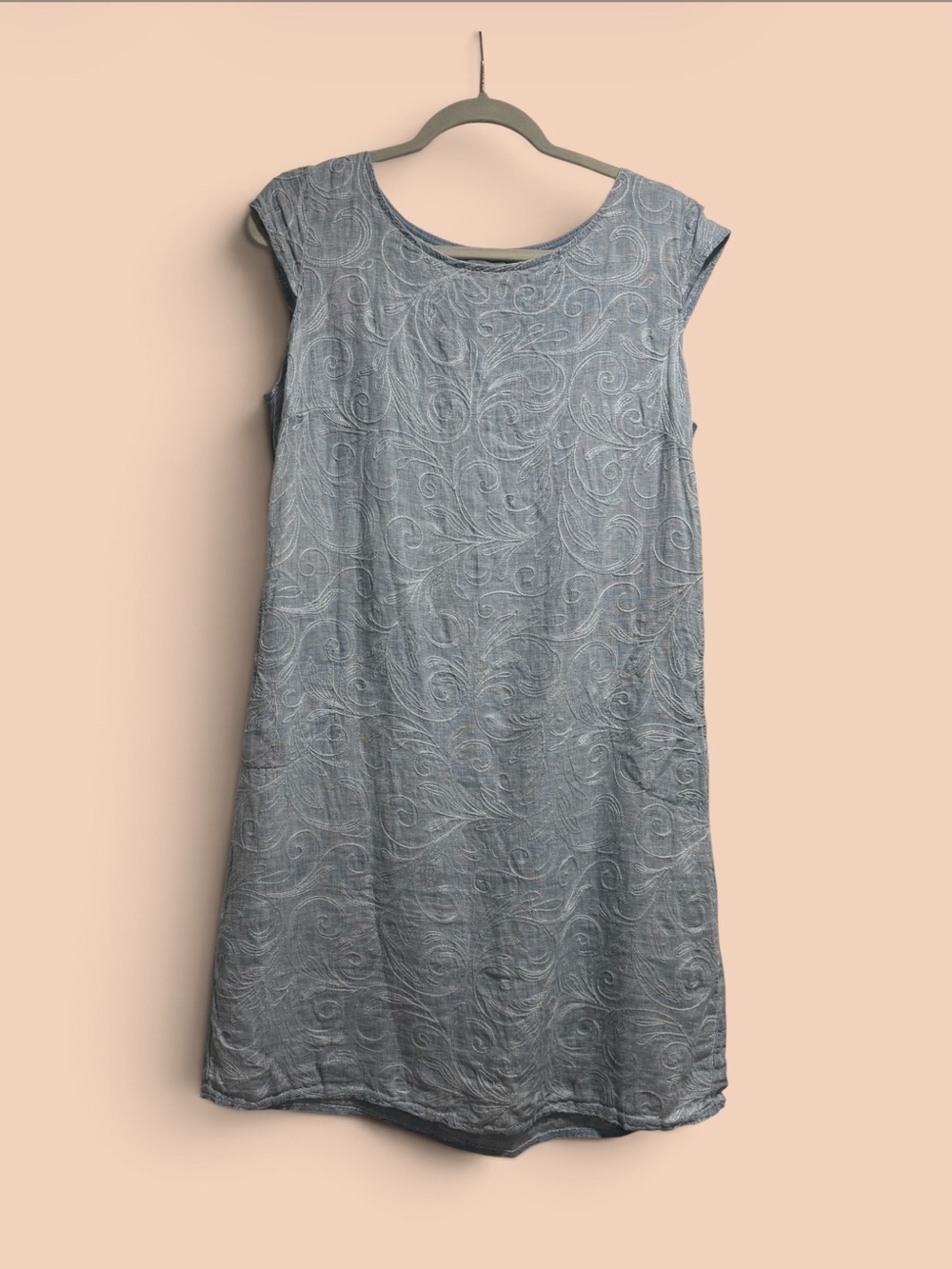Lina Tomei Made in Italy 100% Linen Embroidered Shift Dress – Large - Picture 3 of 11
